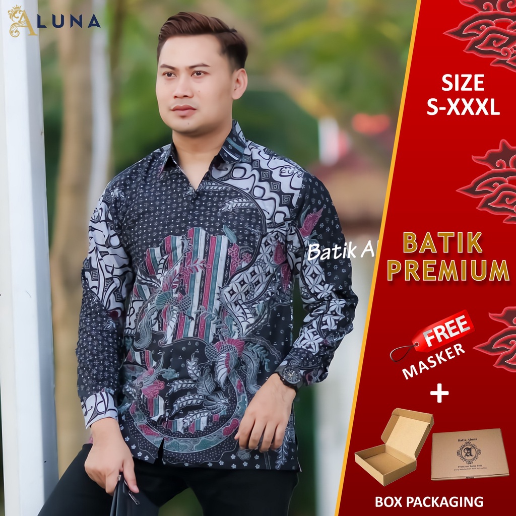 KEMEJA BAJU BATIK ALUNA KATUN JAWA SOLO FURING REGULAR PREMIUM PRIA MODERN LENGAN PANJANG PCW 112