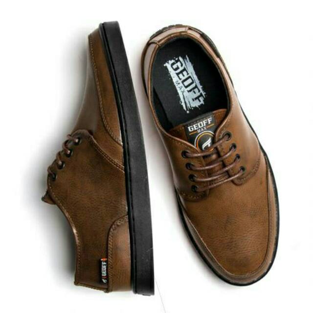 Sepatu Authentic Burnished Brown Leather Black Geoff Max Original