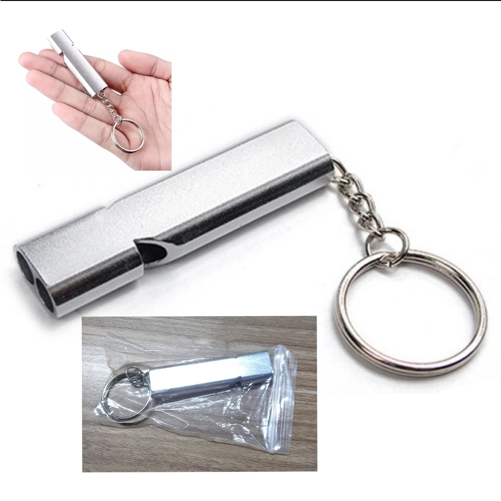 peluit 2 lubang aluminium pluit 2 lubang peluit double gantungan kunci peluit survival