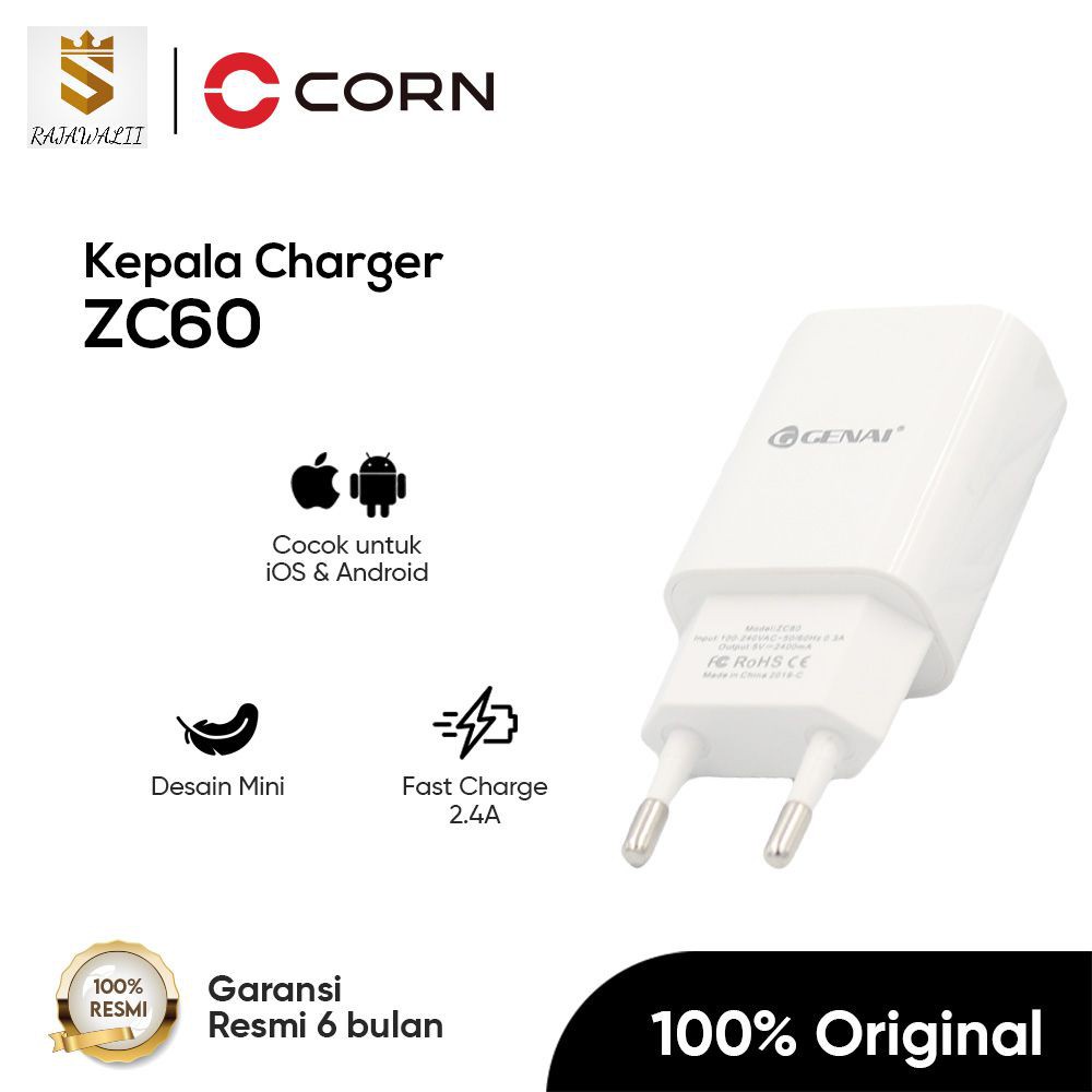 GENAI ZC60 Fast Charger Travel untuk Android Micro 1M