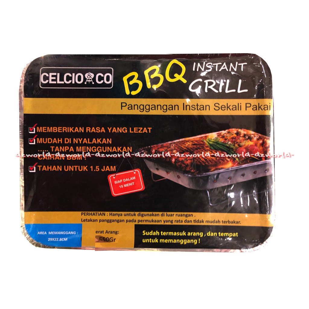 Celcio &amp; Co BBQ Instant Grill Panggangan Instan Sekali Pakai Alat Panggang Arang Prakttis Siap Pakai Grill Portable Barbeque Travel Travelling Celcio Co