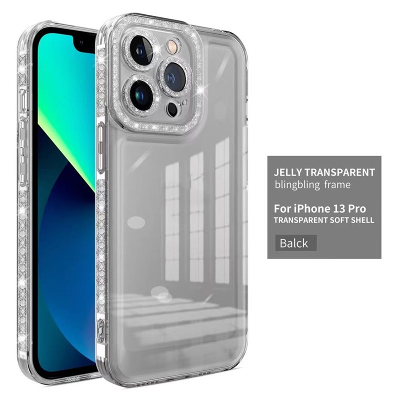 Advanced luxury flash diamond transparent iphone 11 pro max 12 13 pro max X/Xs max XR aesthetic clear TPU shockproof soft shell premium