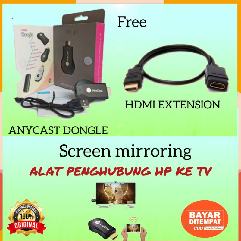 [COD] HDMI DONGLE ANYCAST TV WIFI MIRACAST TV WIRELESS SCREEN MIRRORING/DONGEL HDMI ANYCASH ORIGINAL