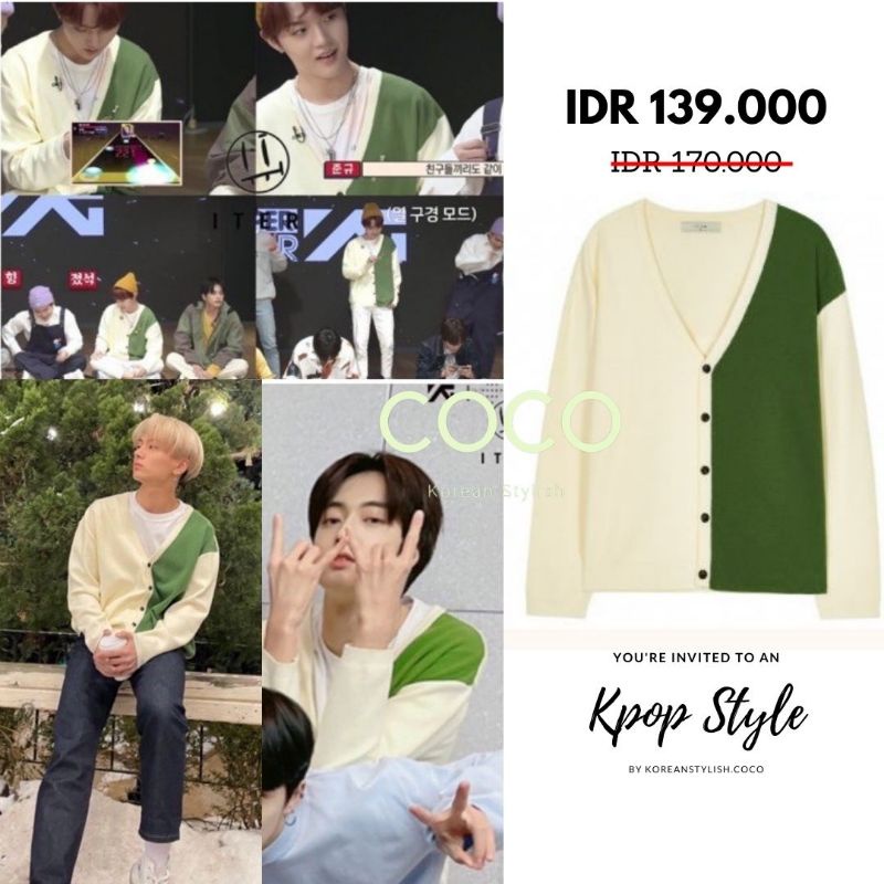 long sweater cardigan rajut white-green jay enhypen mingyu seventeen jaemin NCT  haruto ateez kpop k