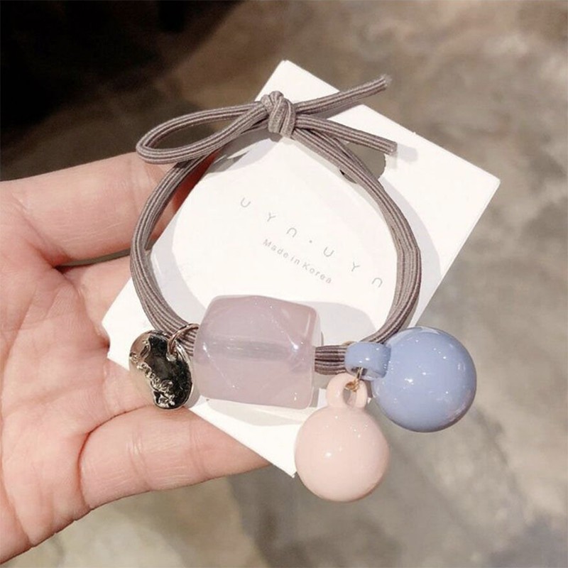 MURMURE.ID | IKAT RAMBUT KOREA SIMPLE MOTIF BULAT KOTAK PERMEN KARET TALI RAMBUT WANITA HA069-5