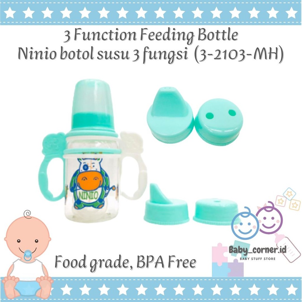 Botol Susu 3 in 1 3 Fungsi 3 Function Feeding Bottle With Handle Pegangan NINIO