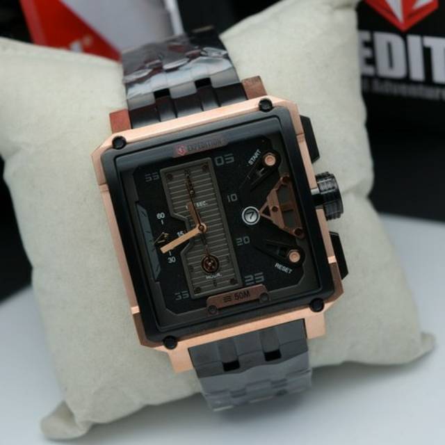 Jam Tangan Pria Expedition E 6695 Original Men Black Rosegold