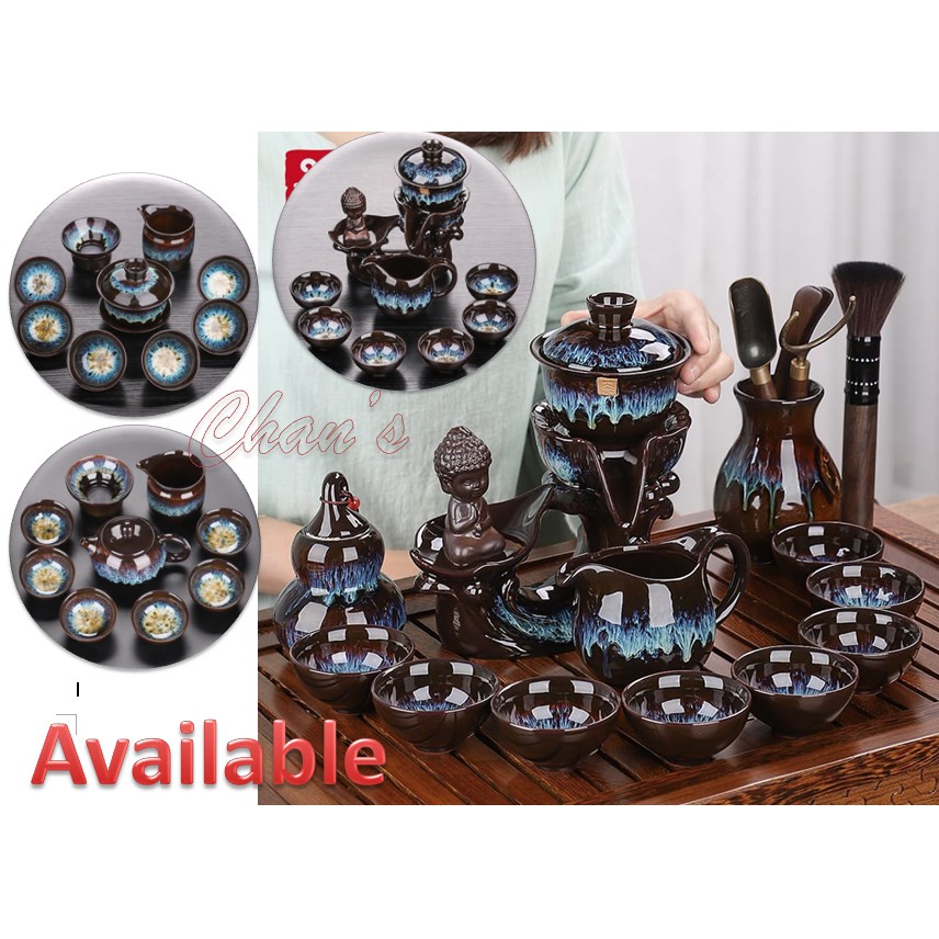 Tea Pot Rotate Cup style with budha Set 13 in 1  Ceramic b/Cangkir the berputar set 13 in1 Keramik