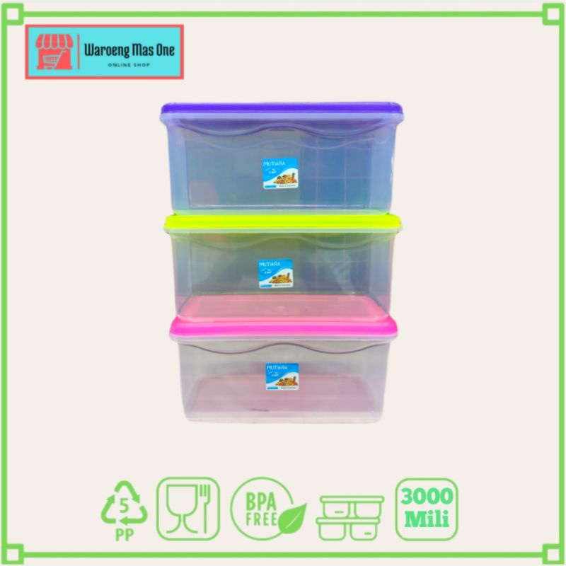 Food Box 3000ml Plastik / Kotak Makan 3L / Tempat Donat / Toples KMP 3000 Ml