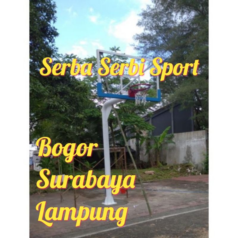 Tiang Basket Dewasa Model Tanam Ring Per 1 + Cakar Ayam, Papan Pantul Akrilik