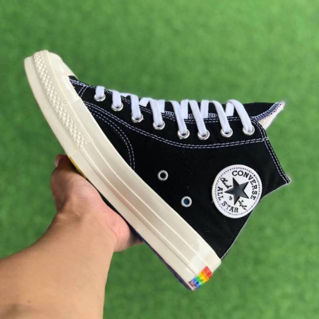 Converse 70S  Egret High Rainbow Black White Premium