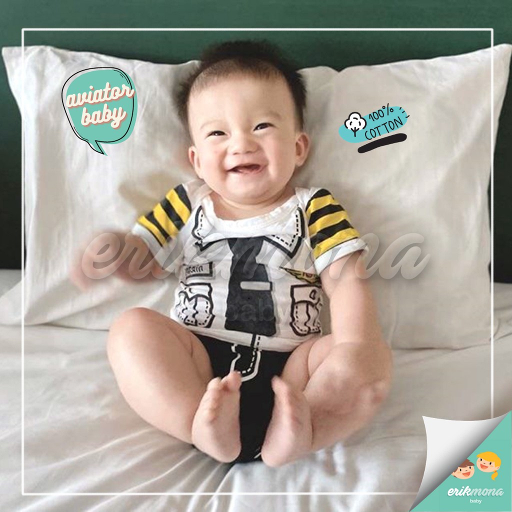 ♥︎ baju bayi jumper bayi lucu ♥︎ model karakter pilot aviator ♥︎