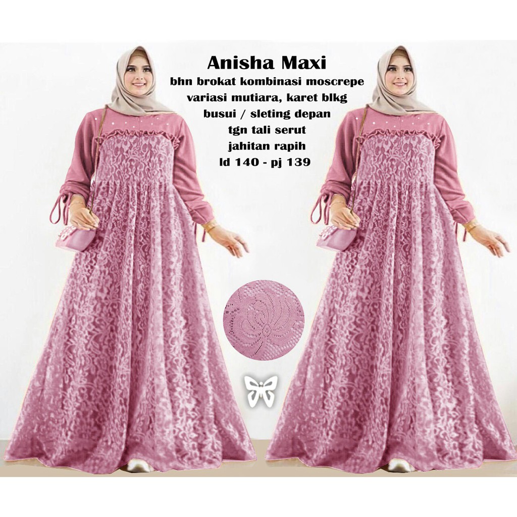 HOPYLOVY - Maxi Dress JUMBO Wanita Brukat Anisha 5L