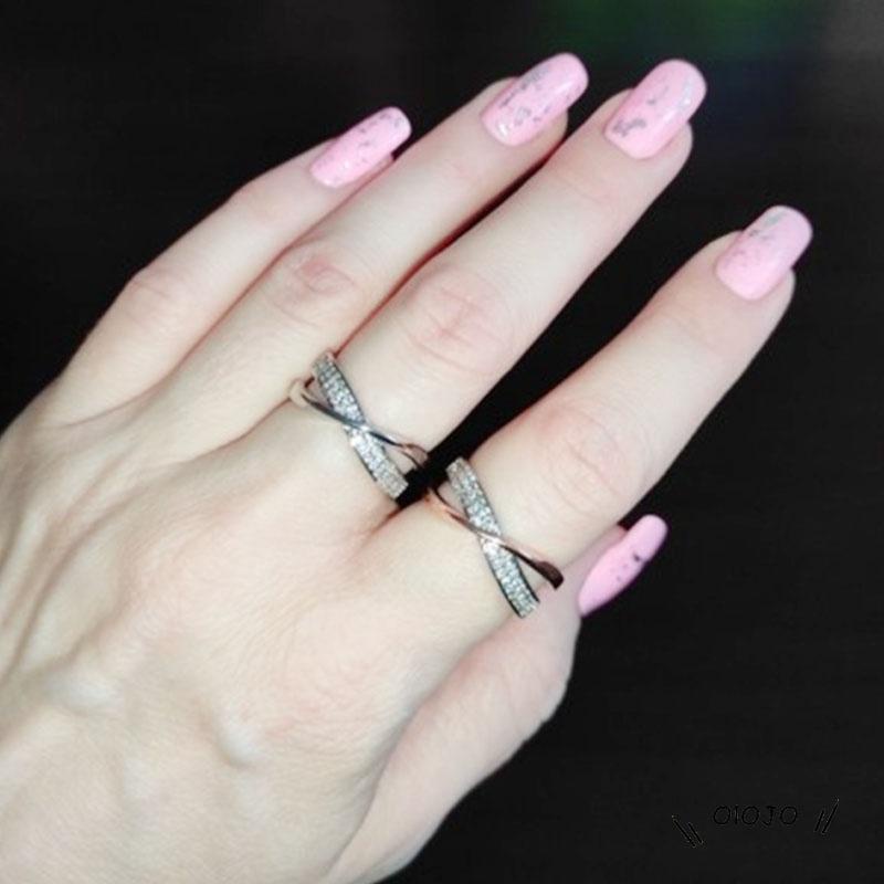 【COD】Cincin Bentuk X Aksen Berlian Untuk Wanita