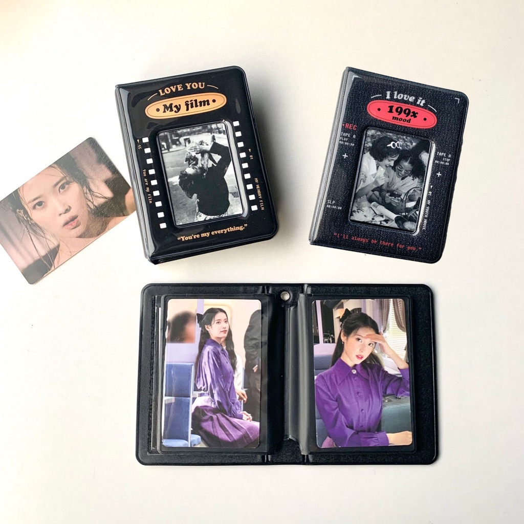 Ins Retro Style Hitam 3inch Album Foto Mini Film Album Kpop Idol Photo Card Storage Book