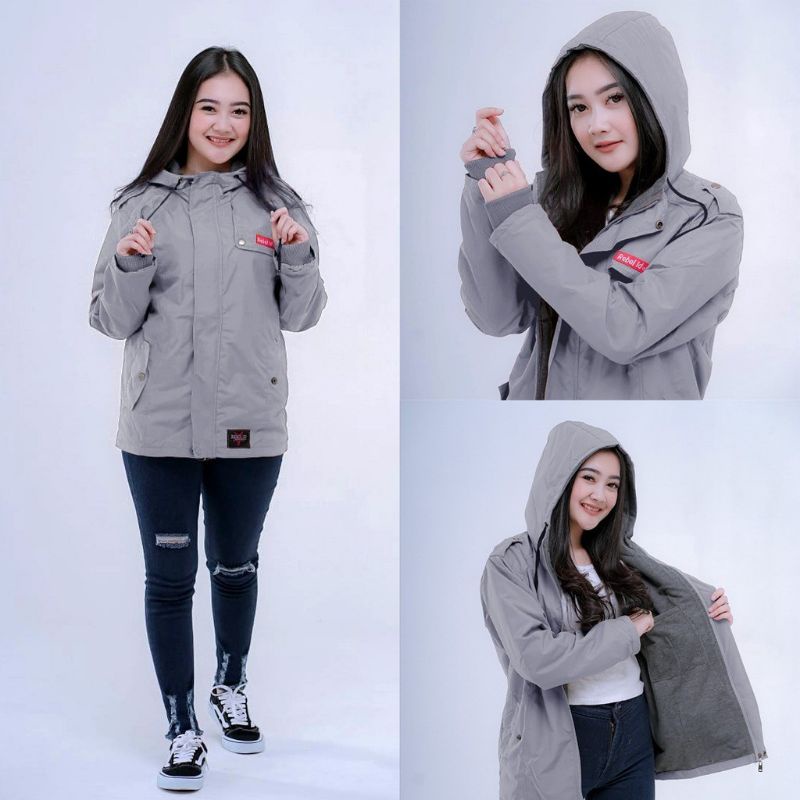 Jaket Musim Dingin Outdoor Wanita Semi Parka Blazer Jacket Parasut Outerwear Waterproof  Hoodie Taslan BIG SIZE JUMBO M L XL XXL XXXL