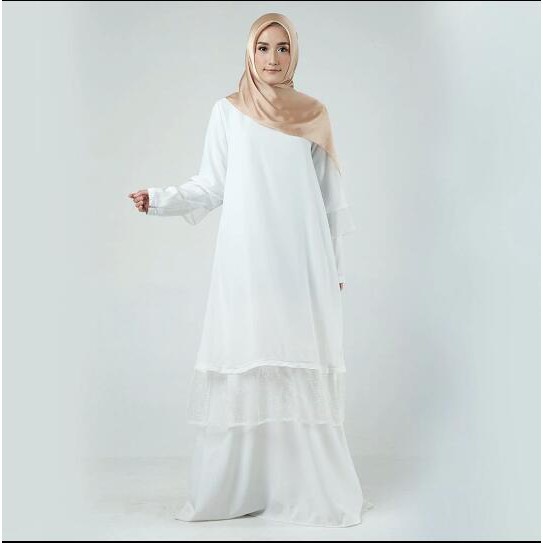 GAMIS BORKAT  PESTA NYAMAN BAJU KONDANGAN  TERBARU DISKON POLOS PUTIH - GAMIS MARGIA ELZATTA