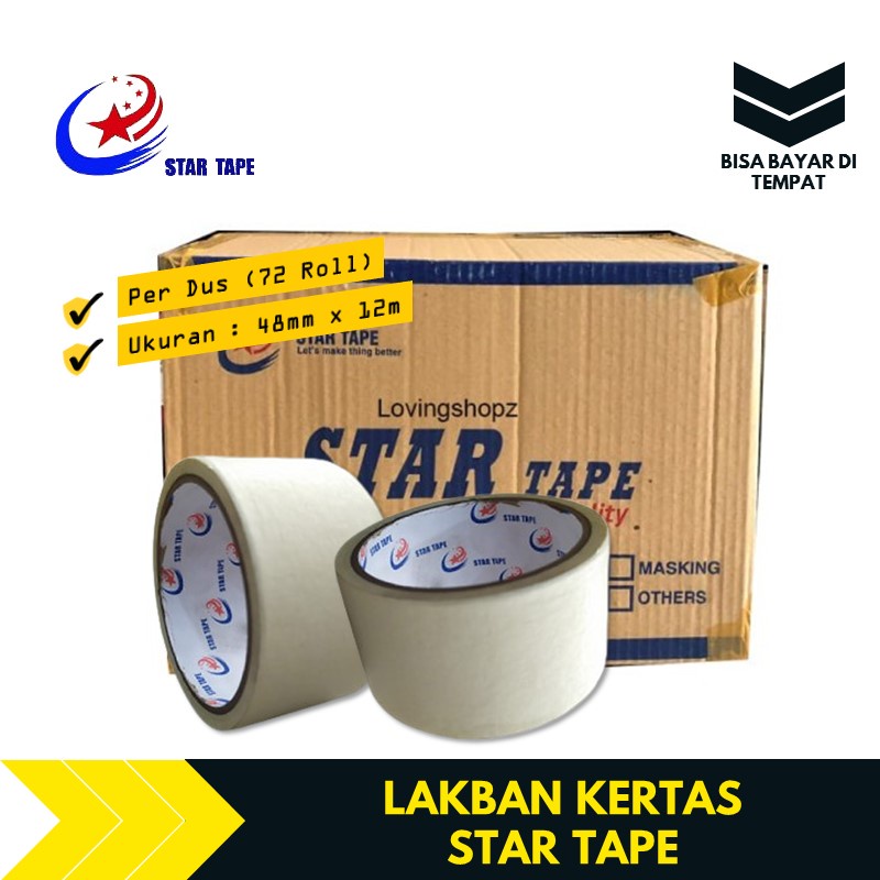 

Masking Tape Lakban Selotip Kertas 2 Inch 1 Dus STAR TAPE TBMS89