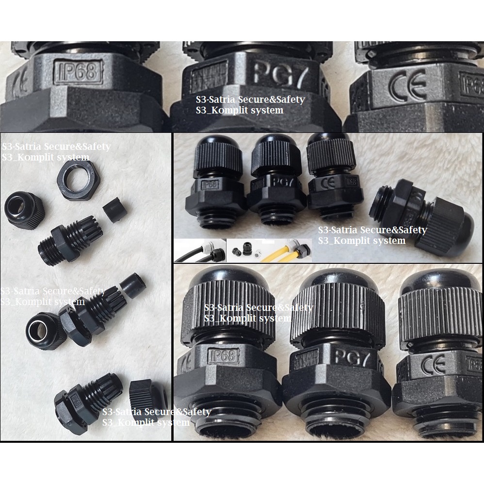 HItam PG7 Gland konektor lubang kabel box kotak Geland PG 7 glen gelan gelen