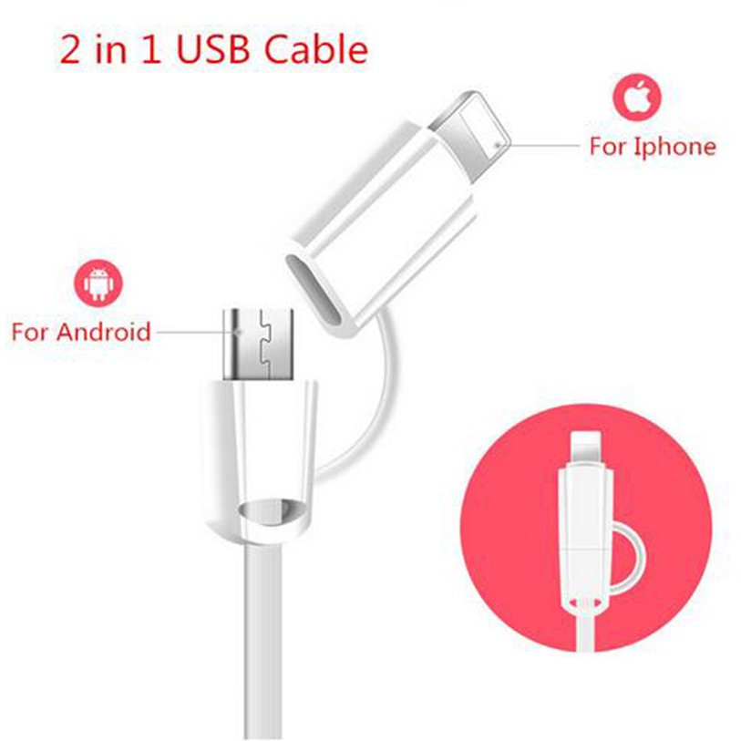 Kabel Data 2 in 1 Kabel USB Android iOs Fast Charger/ Pelindung Kabel Charger