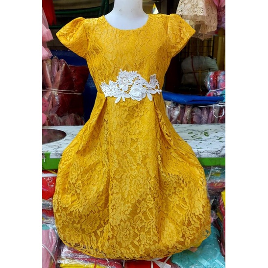 Gaun anak full brokat bros putih