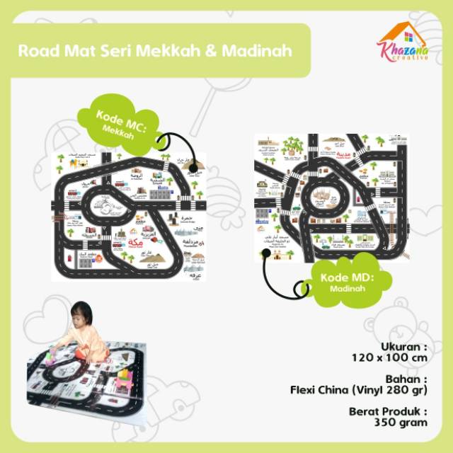 [COD] Road Mat/Mainan Anti Gadget/Alas Main Edukasi Anak/Karpet Main/Seri Mekkah & Madinah