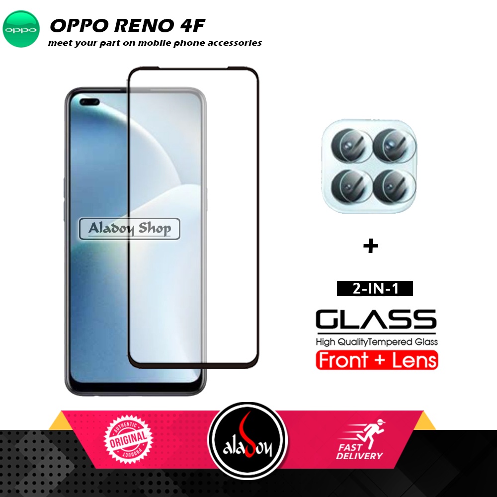 PAKET 2 IN 1 Tempered Glass Layar Oppo Reno 4F Free Tempered Glass Camera