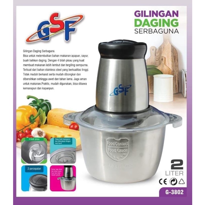 Food Chopper Penggiling Daging Electric Chopper GSF-3802 GSF 3802