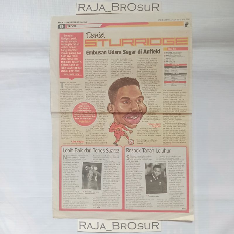 Rubrik koran bola karikatur Daniel Sturridge Liverpool FC