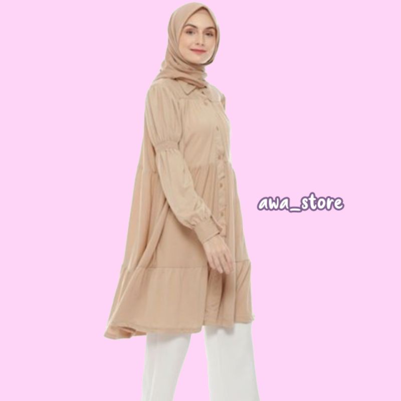 atasan muslim wanita/himeka tunik/original/full kancing/busui friendly/tunik cantik/baju simple/eleg