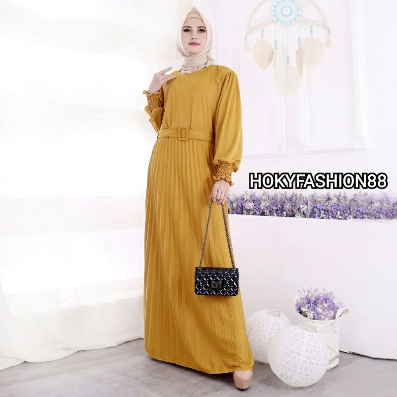 RULIN GAMIS+BELT PLISKET GAMIS / GAMIS PLISKET DEWASA CANTIK DAN TERBARU