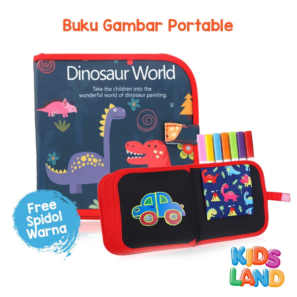 Buku Gambar Portable Free Spidol Bisa Digunakan Berulang Portable Drawing Book KIDS LAND-1
