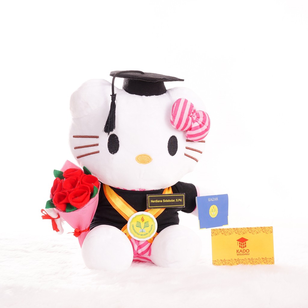 Boneka Wisuda Hello Kitty Cus   tom Nama dan Logo | Shopee Indonesia