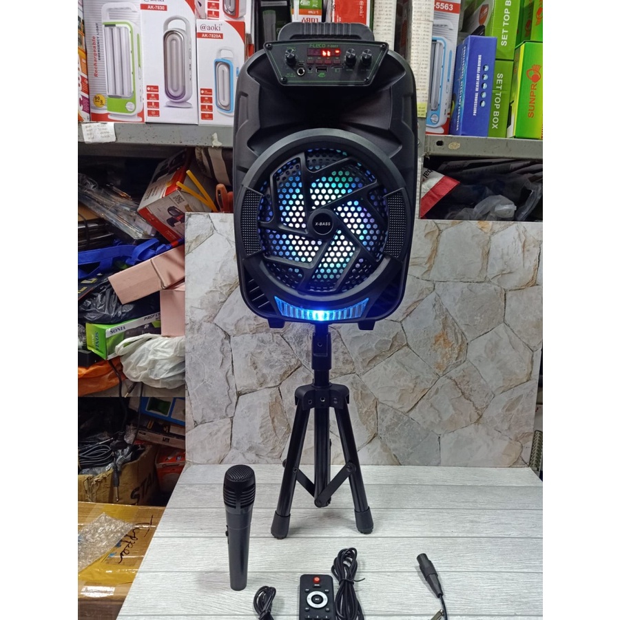 COD SPEAKER BLUETOOTH KARAOKE FLECO 8'5 INCH F 8863 BONUS MIC KARAOKE + STAND SPEAKER//SPEAKER SALON AKTIF//SPEAKER KARAOKE X-BASS//SPEAKER WIRELESS