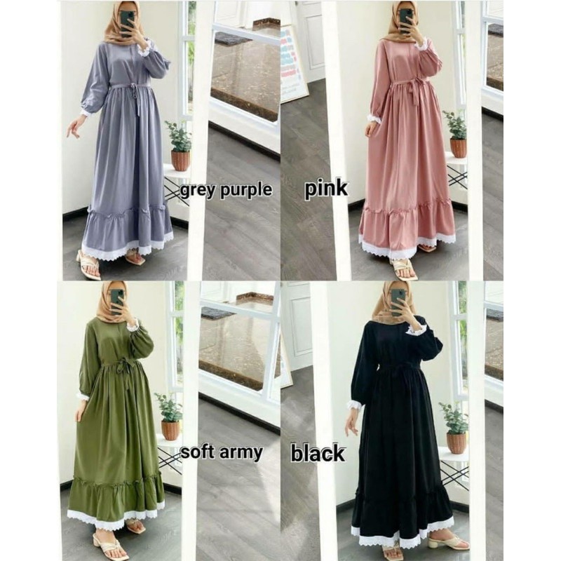 (DBY) GAMIS SOGAN RENDA REMPEL DAILY BUSUI WANITA DRESS MOSCREPE