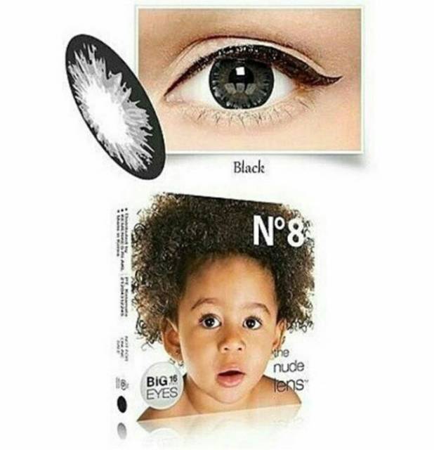 Softlens ICE No8 black/soflen x2 ice n8/soflens hitam BIG EYES/BABY EYES normal s/d -6.00