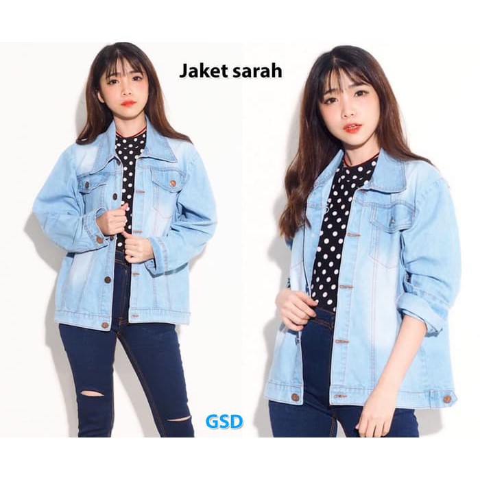 jaket sarah/jaket jeans zara denim wanita/sweaer jeans zara denim cewe