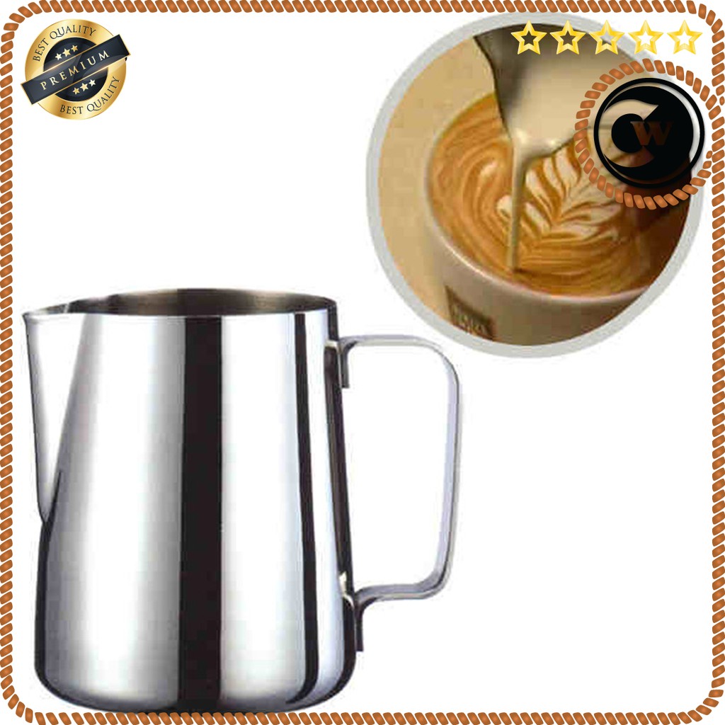 Gelas Milk Jug Corong Lancip 350ML | Gelas Pitcher Kopi Espresso Latte Art Stainless Steel 350ml