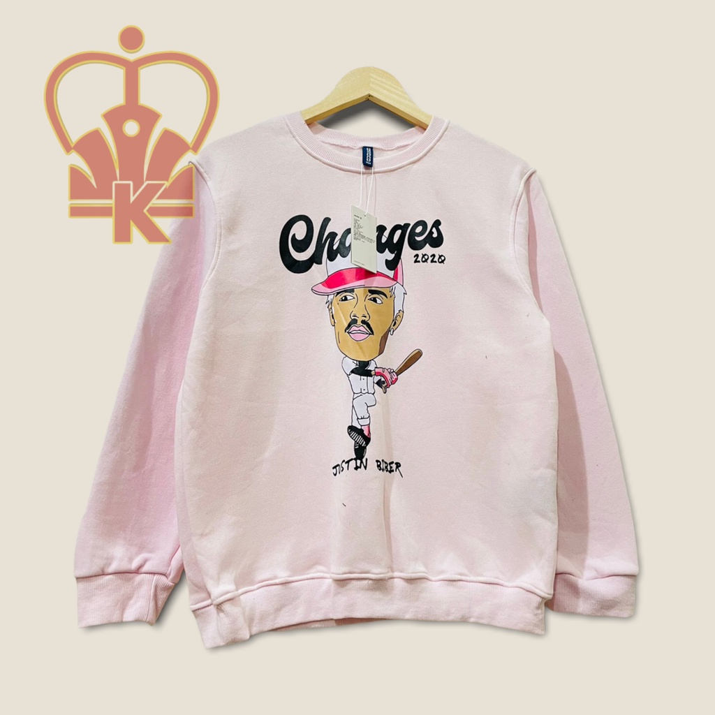 Sweater Crewneck HnM H&M Changes Justin Bieber Pink
