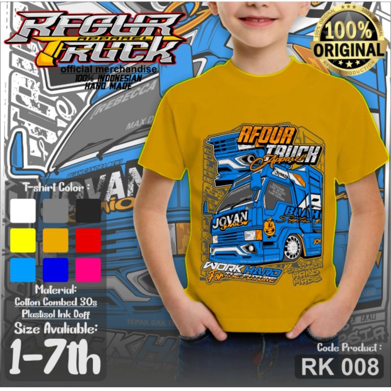 kaos anak kecil unisex cowok cewek gambar truk
