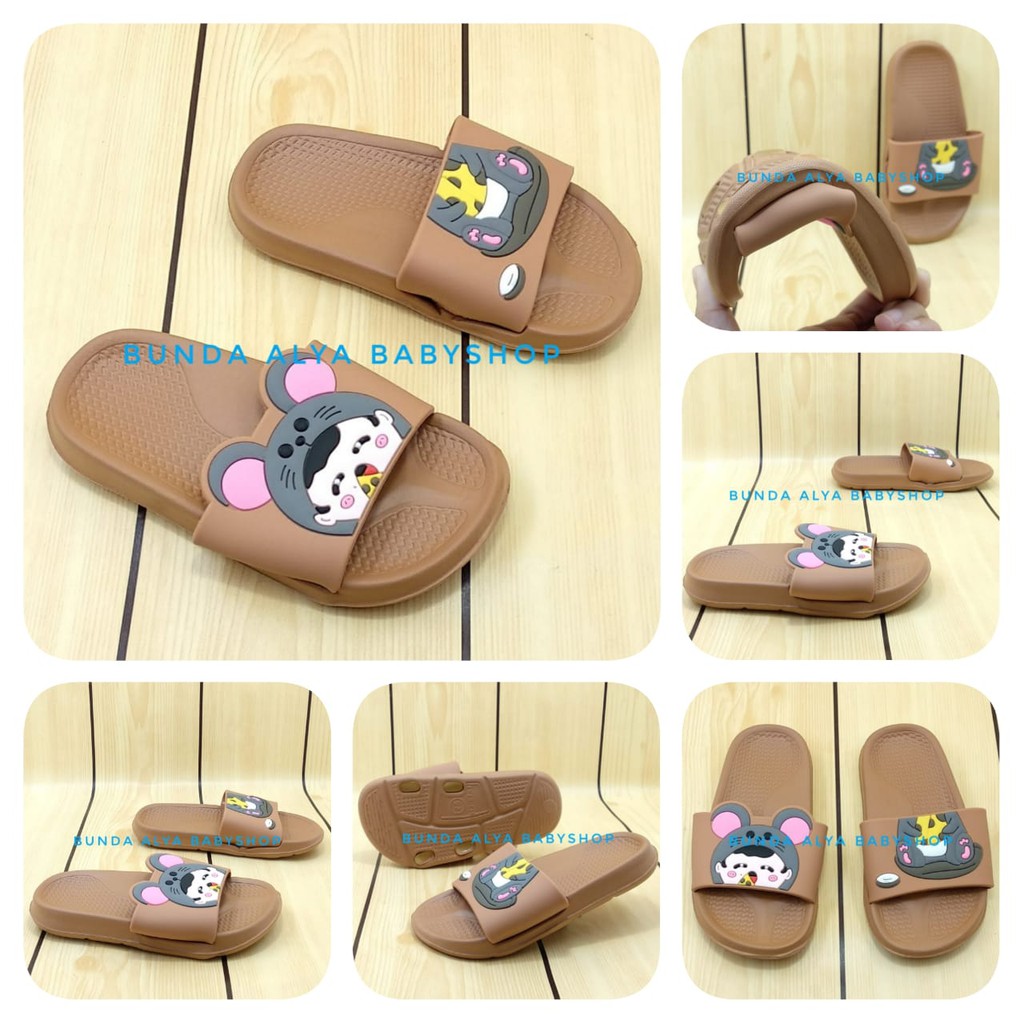 Sendal Anak Perempuan Umur 2 3 4 5 6 Tahun Elastis COKLAT - Sandal Anak Cewek Elastis Size 25 - 35 Karet Anti Licin