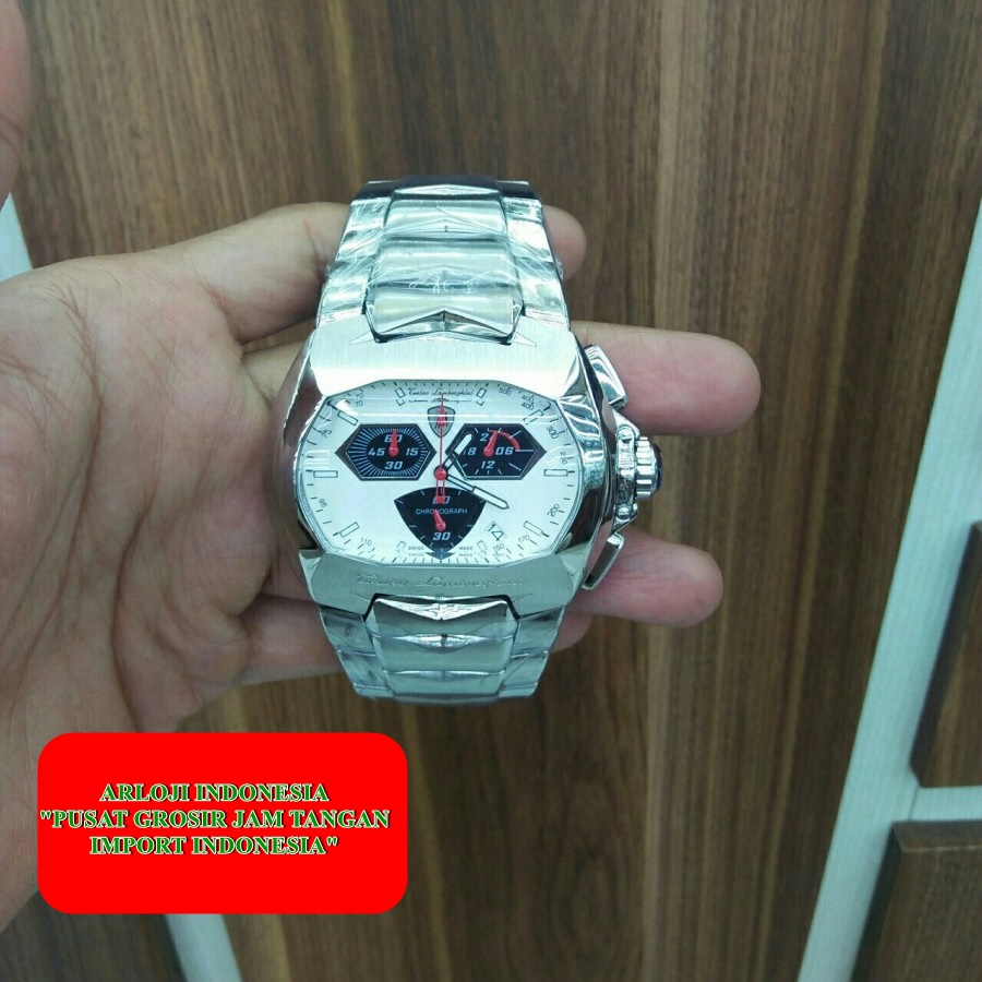 New Jam Pria Torino Lamborghini Get One Silver Quartz Garansi 1th
