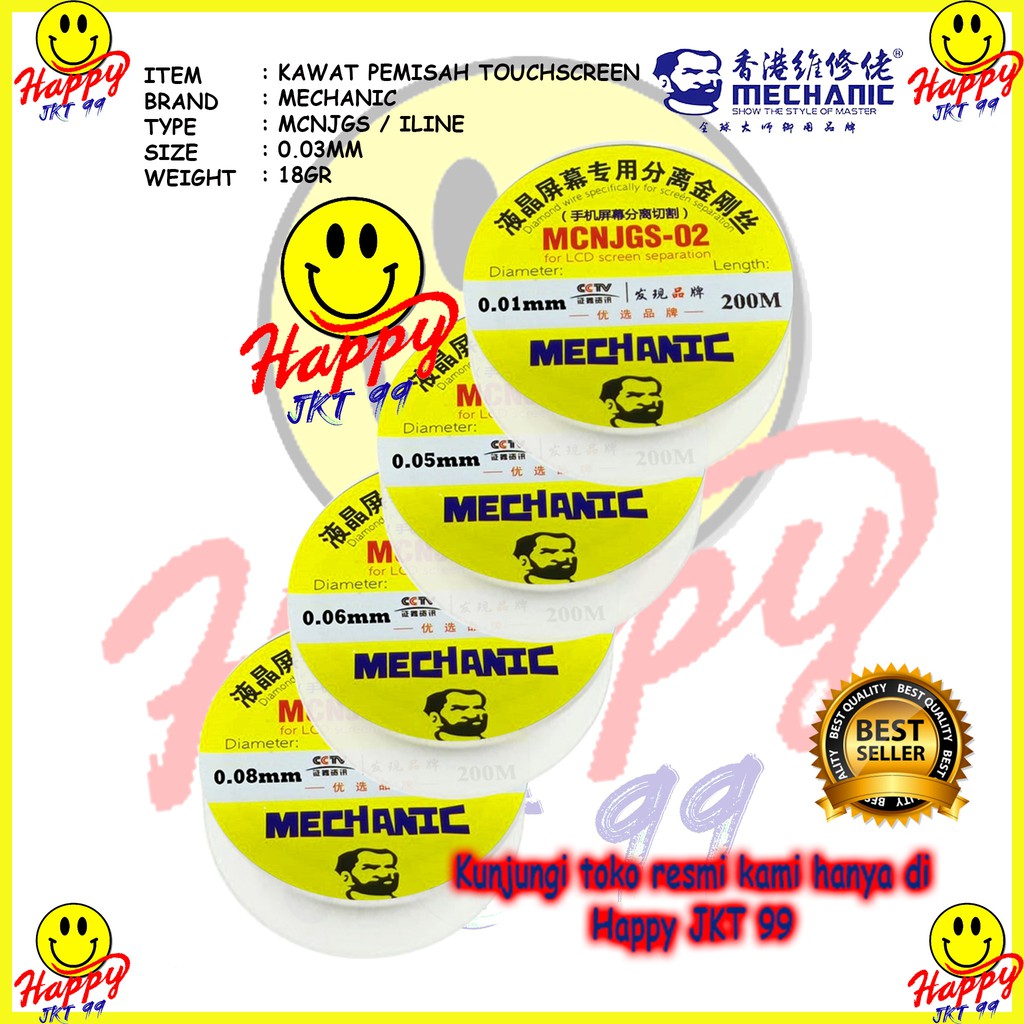 [ HAPPY JKT 99 ] KAWAT PEMISAH TOUCHSCREEN MECHANIC MCNJGS-02 0.03MM 200M ORIGINAL