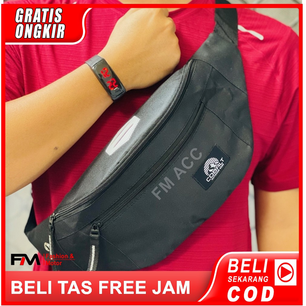 [ PROMO ] Tas Pria - Tas Slempang Pria Keren Termurah 2021 Best Seller Gratis Jam Tangan LED