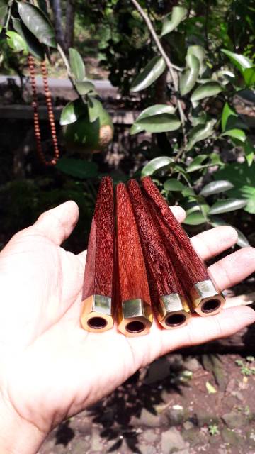 Pipa rokok kayu bertuah galih asem golden ring heksagon grade A