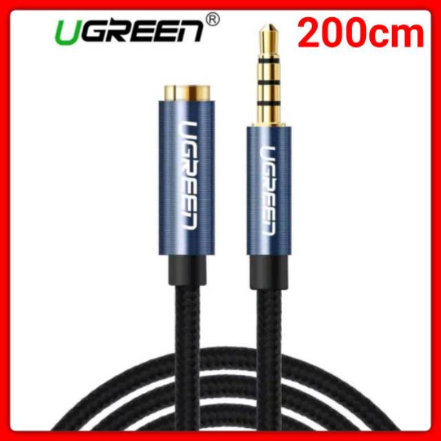 Ugreen Kabel Aux Nylon Extention 3.5mm Female to 3.5 mm Male TRRS Audio and Mic