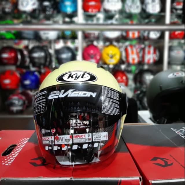 Helm Kyt 2vision solid Kuning Lemon SNI.D.O.T