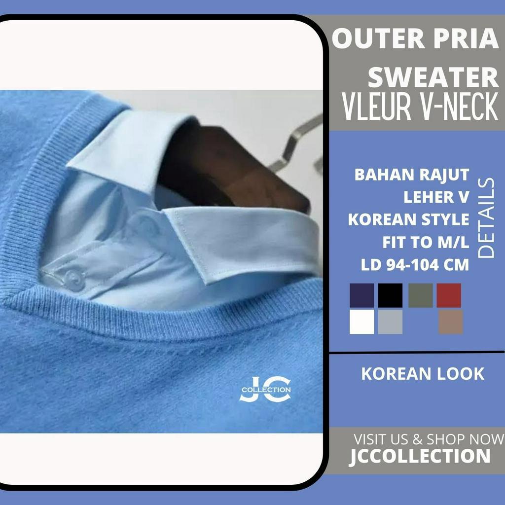 Sweater Rajut Pria Korea Style Vneck Vleur - JCCollections