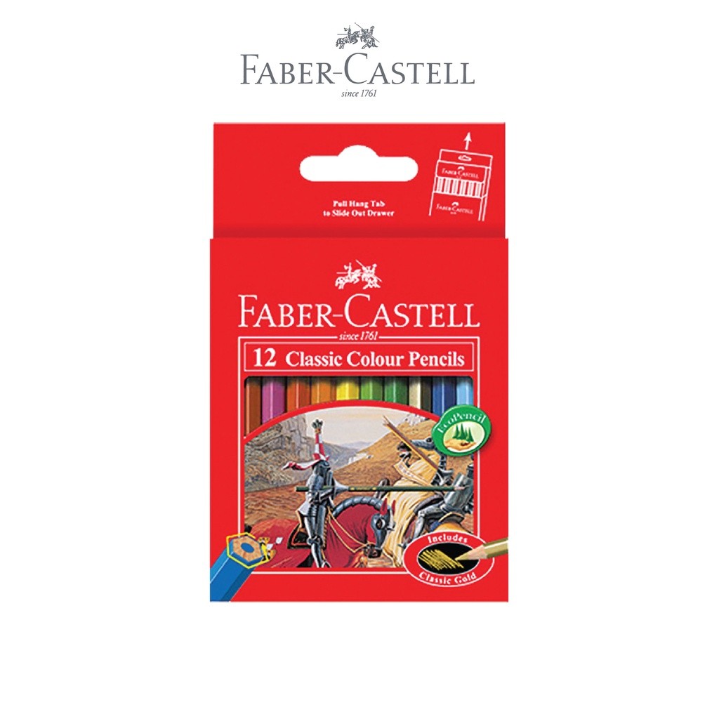 Faber-Castell Pensil Warna Classic Colour Pencils set 12 ukuran pendek
