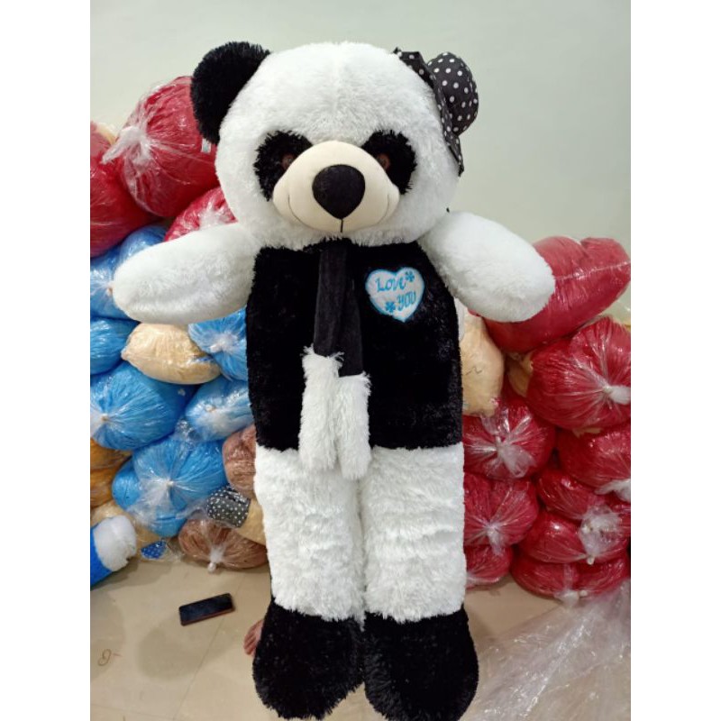 (COD)BONEKA BEAR PANDA TOPI SYAL JUMBO UKURAN 1,3 METER/ BONEKA BERUANG